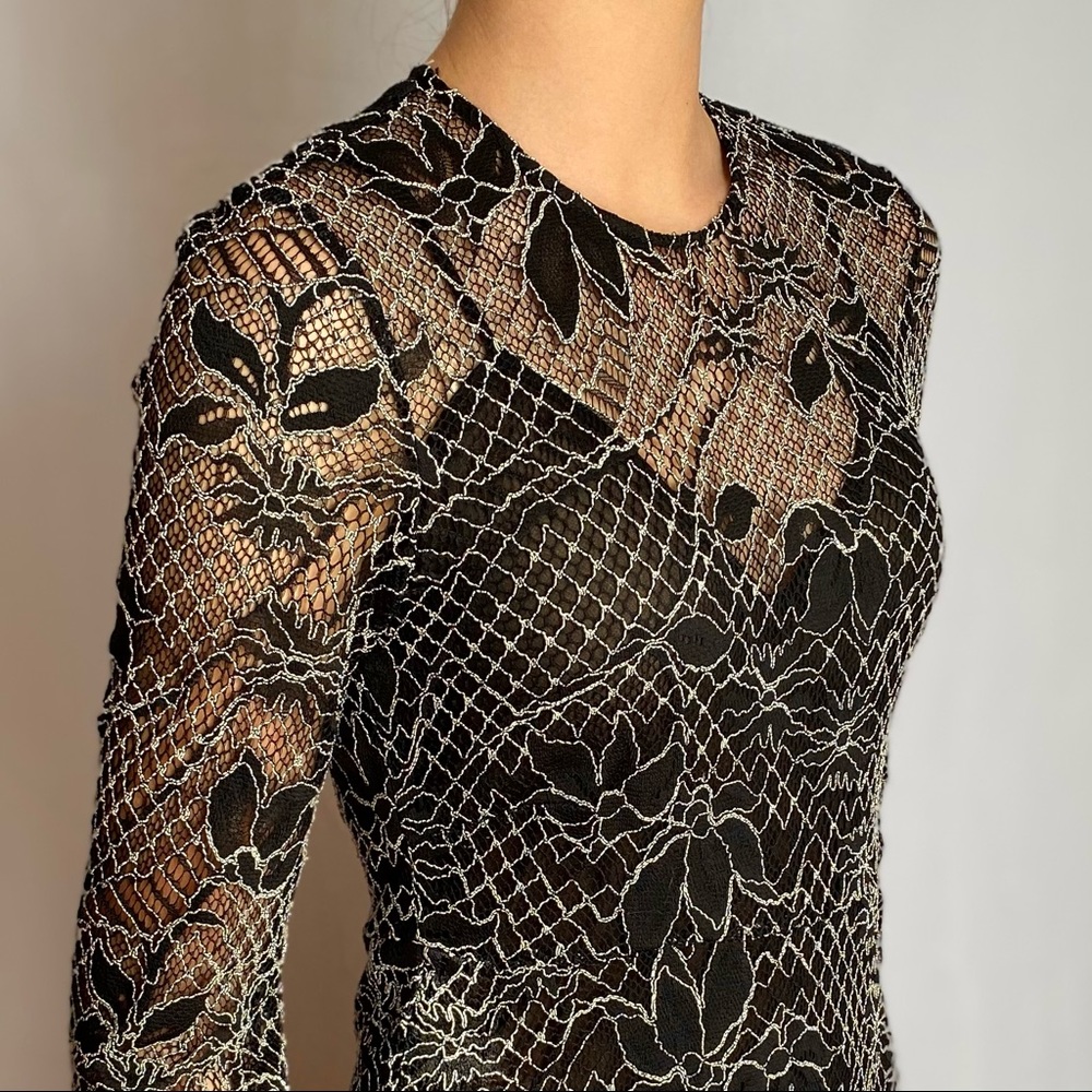 NWT Zara Black & White Lace Overlay Maxi Dress